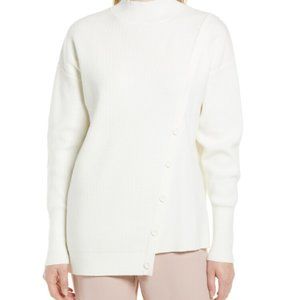 HALOGEN Mock Neck Stitch Mix Sweater